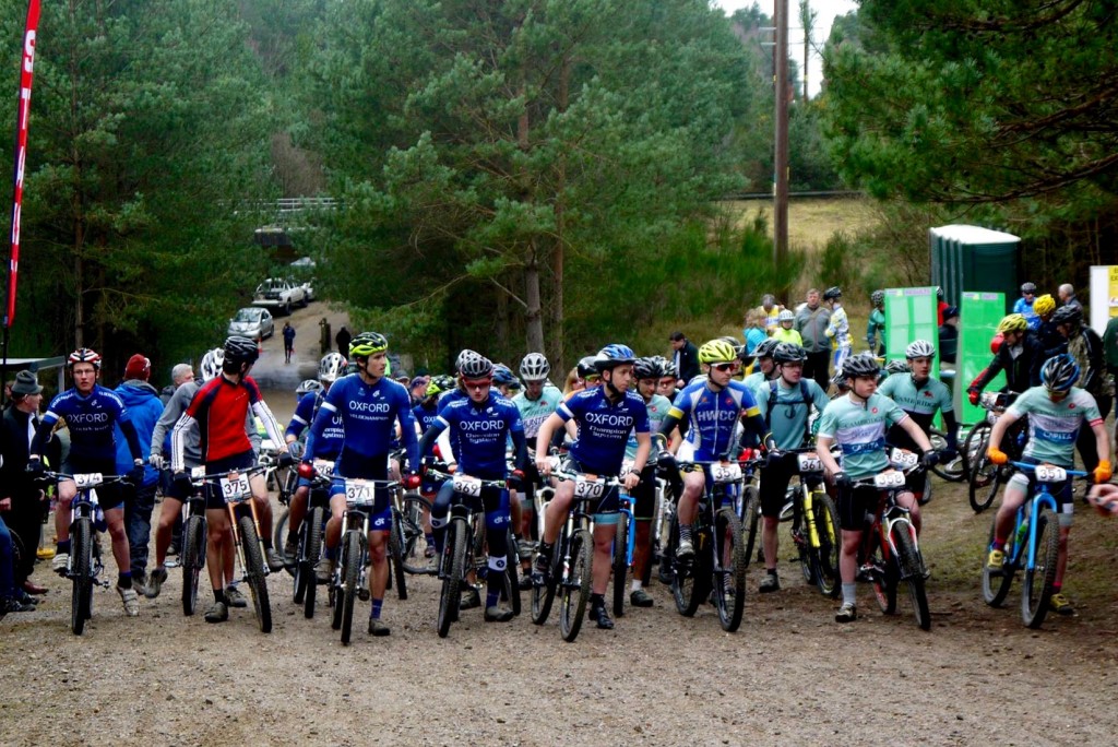 Riders line up for the start